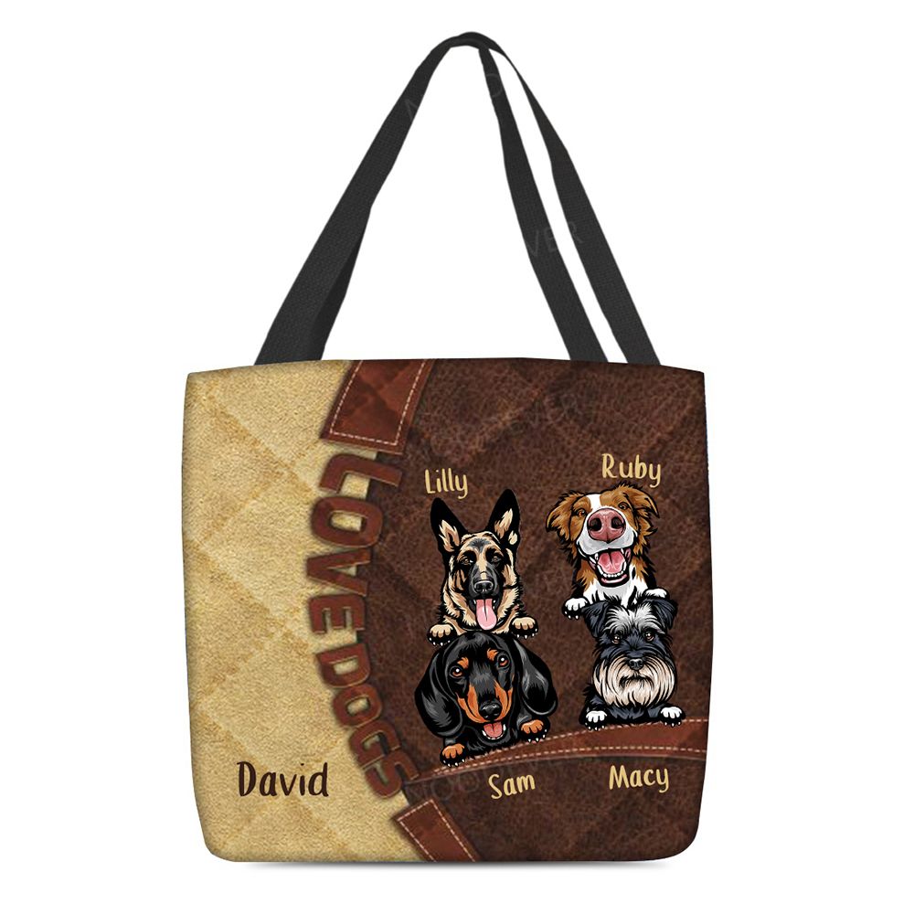 Personalized Love Dog Cloth Tote Bag