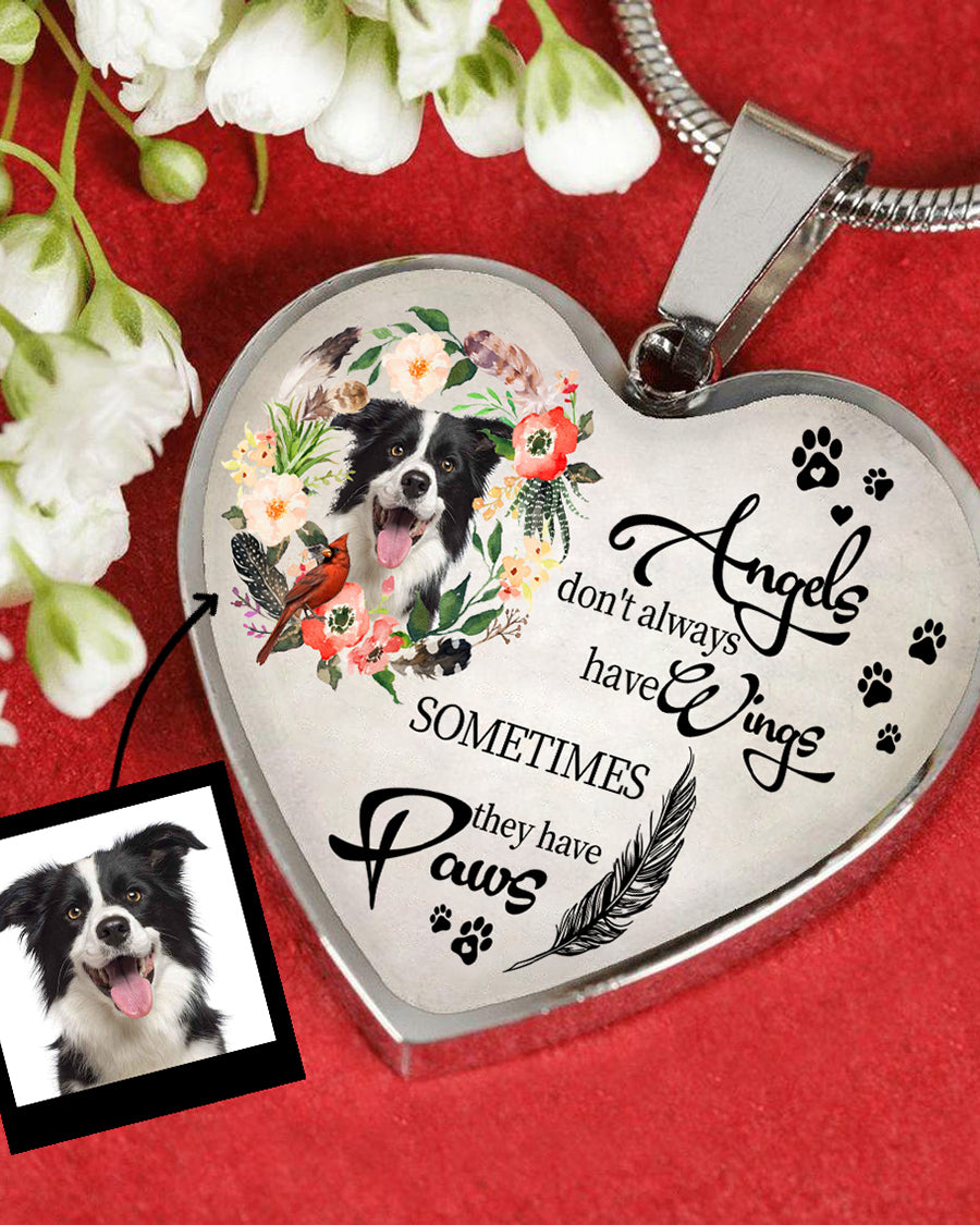 Personalized Memorial Heart Necklace-Angels Have Paws Necklace