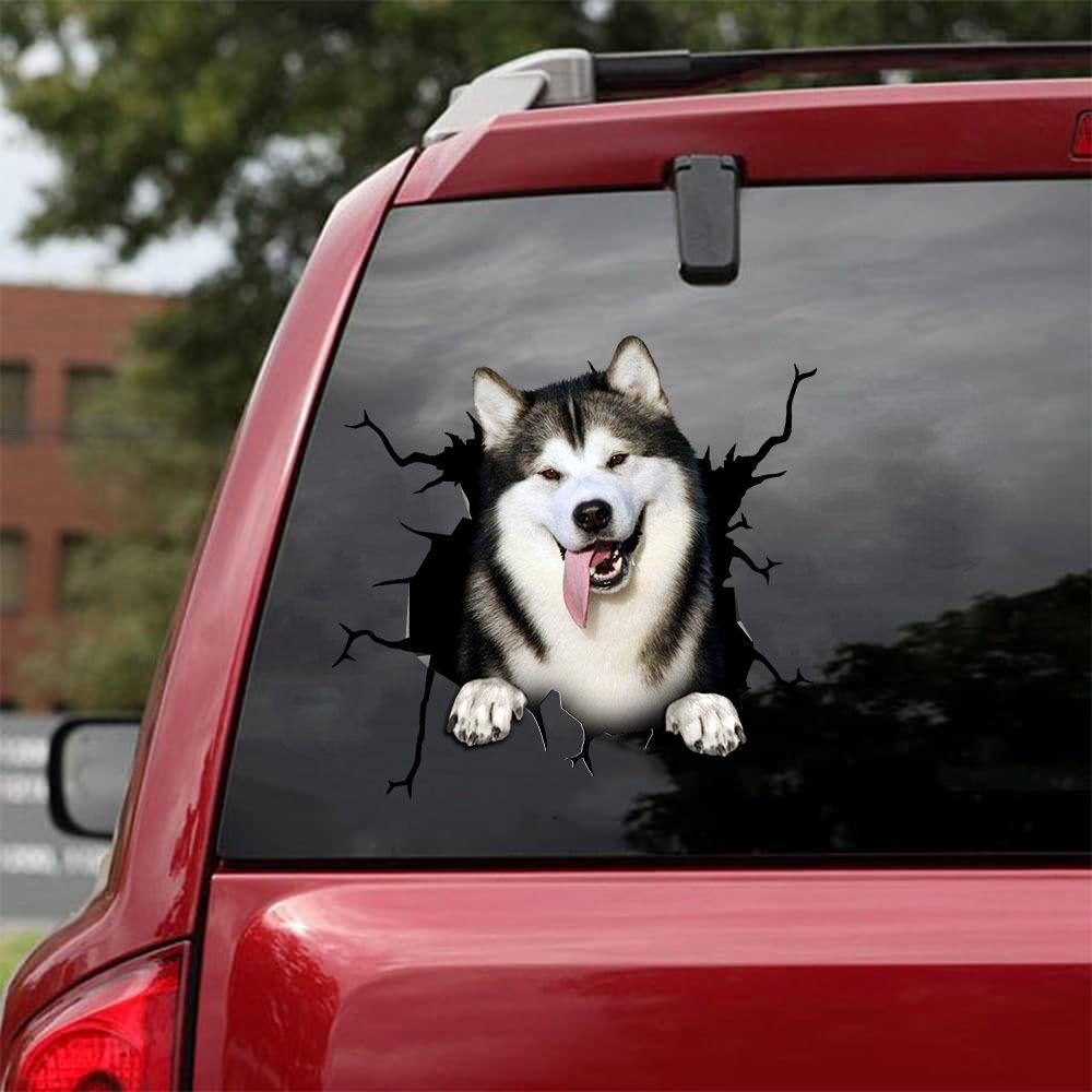 Alaskan Malamute Crack Car Sticker, Toilet Sticker, Fridge Sticker 11