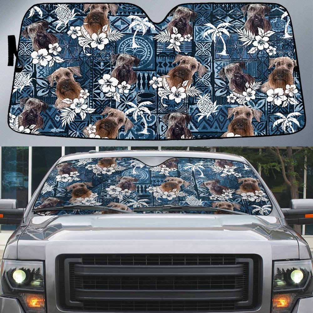 Cesky Terrier-Tropical Pattern Coconut Pineapple  Car Sun Shade Cover Auto Windshield