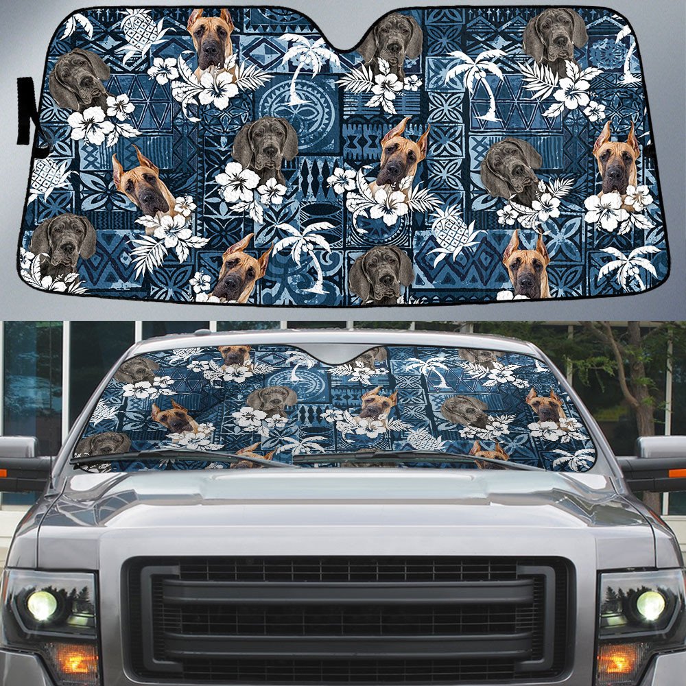 Great Dane-Tropical Pattern Coconut Pineapple  Car Sun Shade Cover Auto Windshield