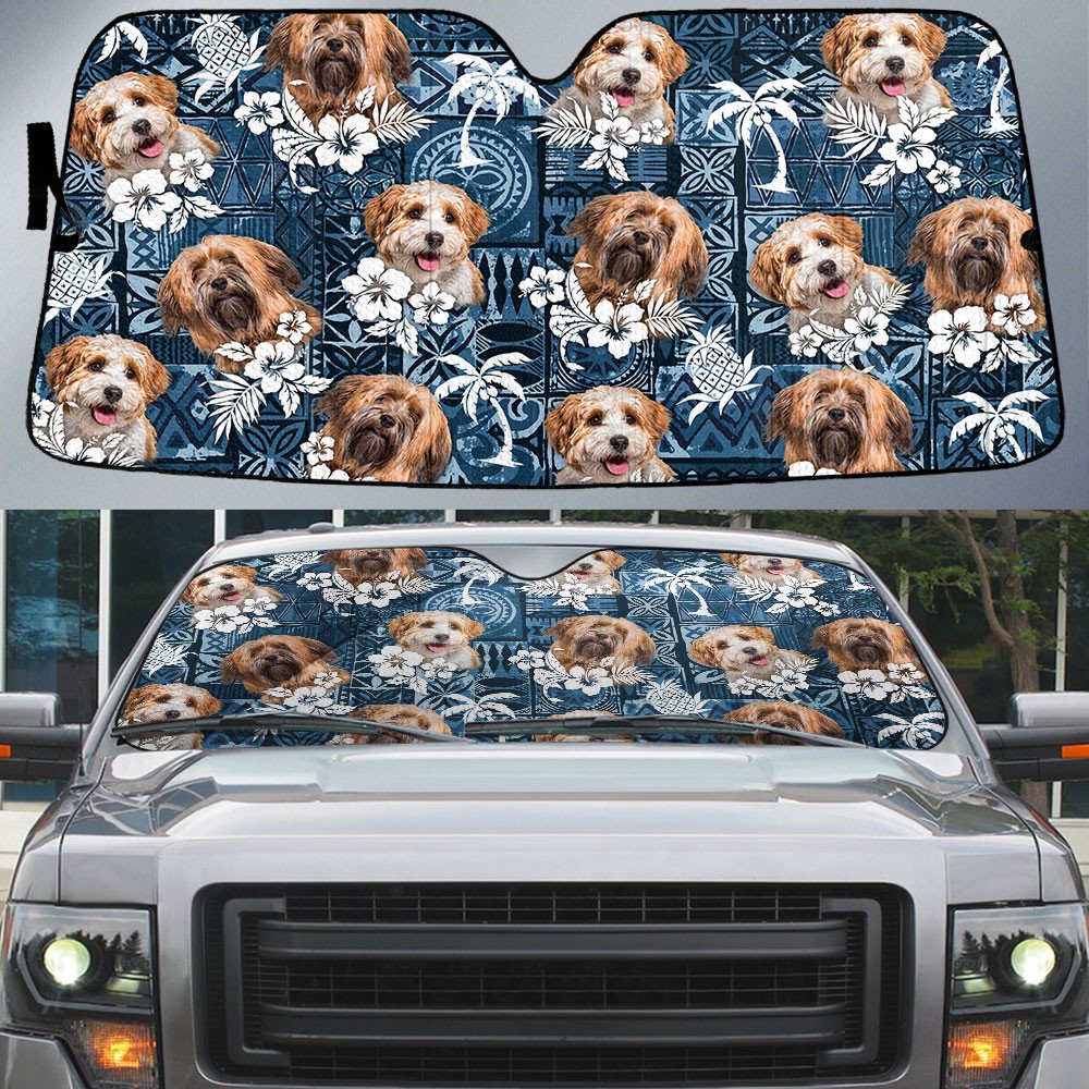 Havanese-Tropical Pattern Coconut Pineapple  Car Sun Shade Cover Auto Windshield