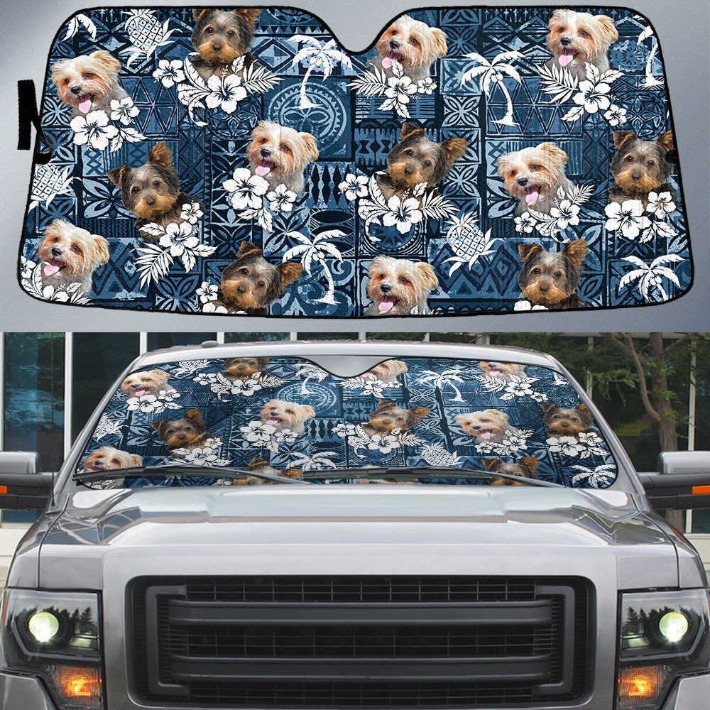 Morkie-Tropical Pattern Coconut Pineapple  Car Sun Shade Cover Auto Windshield