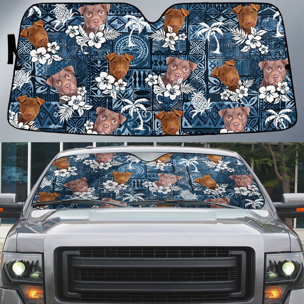 Patterdale Terrier-Tropical Pattern Coconut Pineapple  Car Sun Shade Cover Auto Windshield