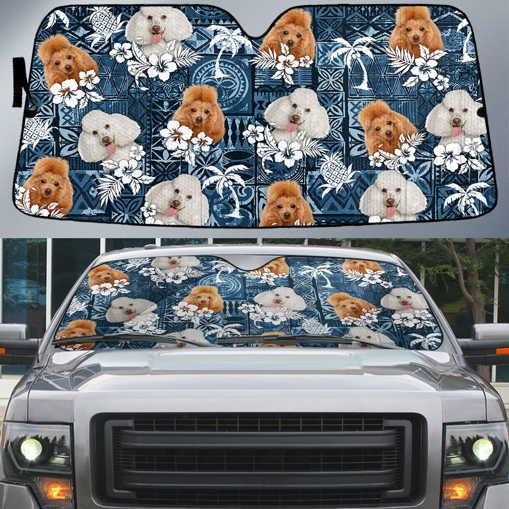 Poodle-Tropical Pattern Coconut Pineapple  Car Sun Shade Cover Auto Windshield