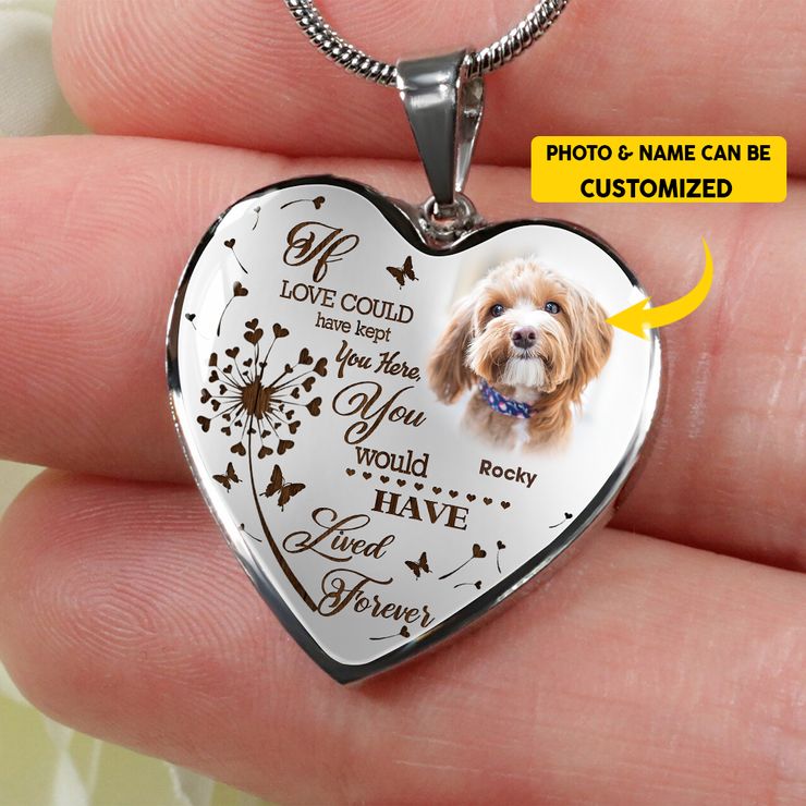 Personalized Memorial Pet Dog Photo Heart Necklace