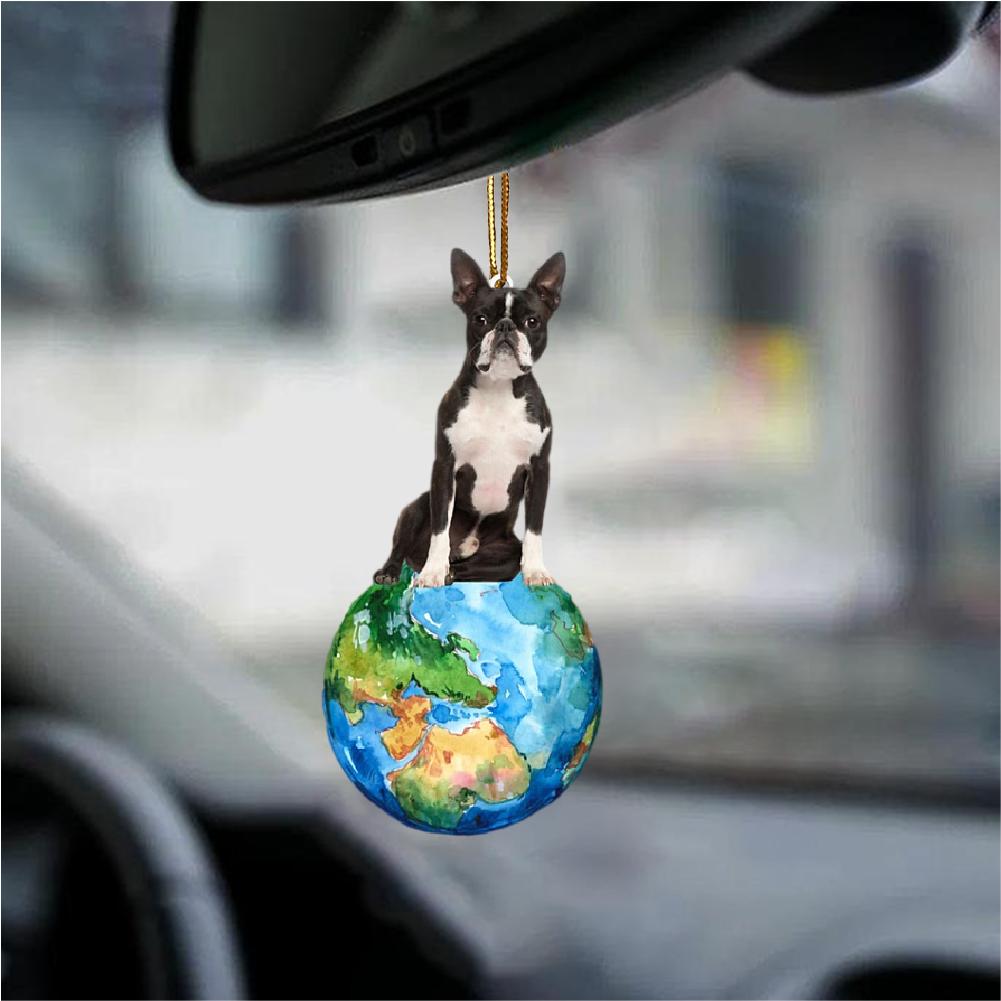 Boston Terrier-Around My Dog-Two Sided Ornament