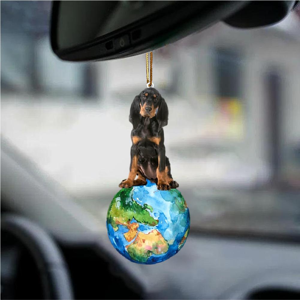 Black and Tan Coonhound-Around My Dog-Two Sided Ornament