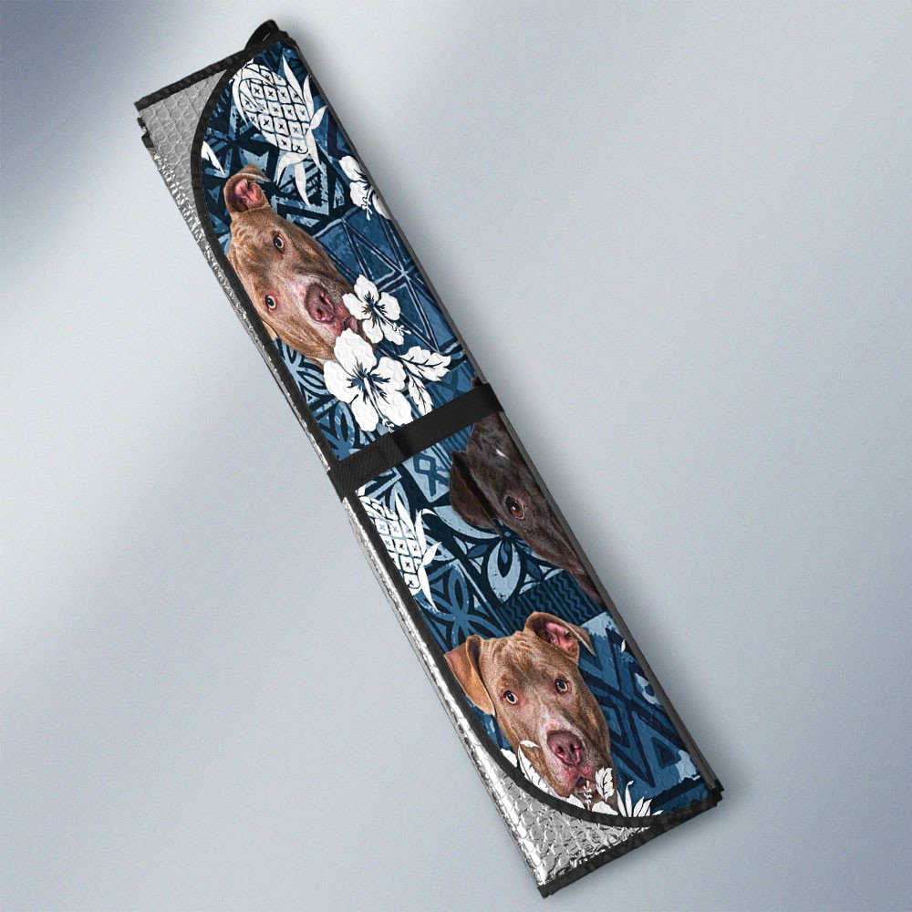 American Staffordshire Terrier-Tropical Pattern Coconut Pineapple  Car Sun Shade Cover Auto Windshield