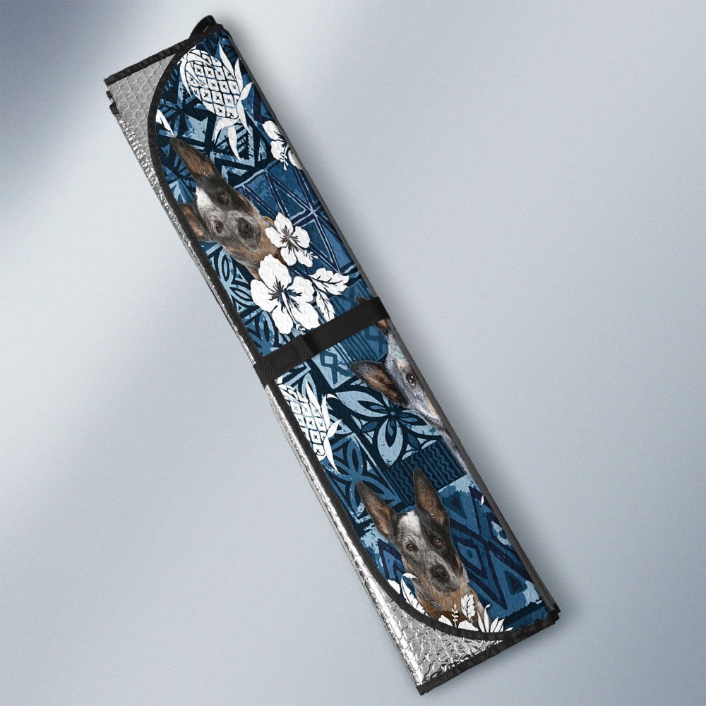 Australian Cattle Dog-Tropical Pattern Coconut Pineapple  Car Sun Shade Cover Auto Windshield