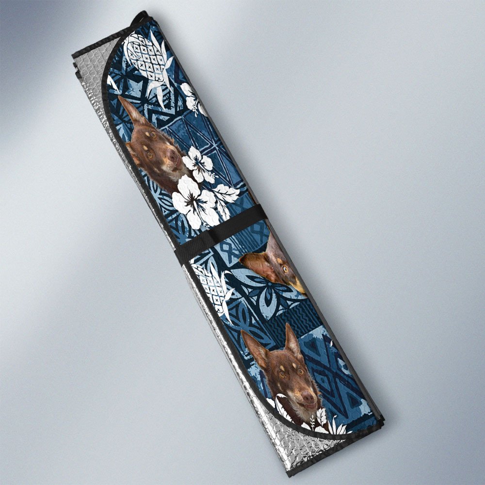 Australian Kelpie-Tropical Pattern Coconut Pineapple  Car Sun Shade Cover Auto Windshield
