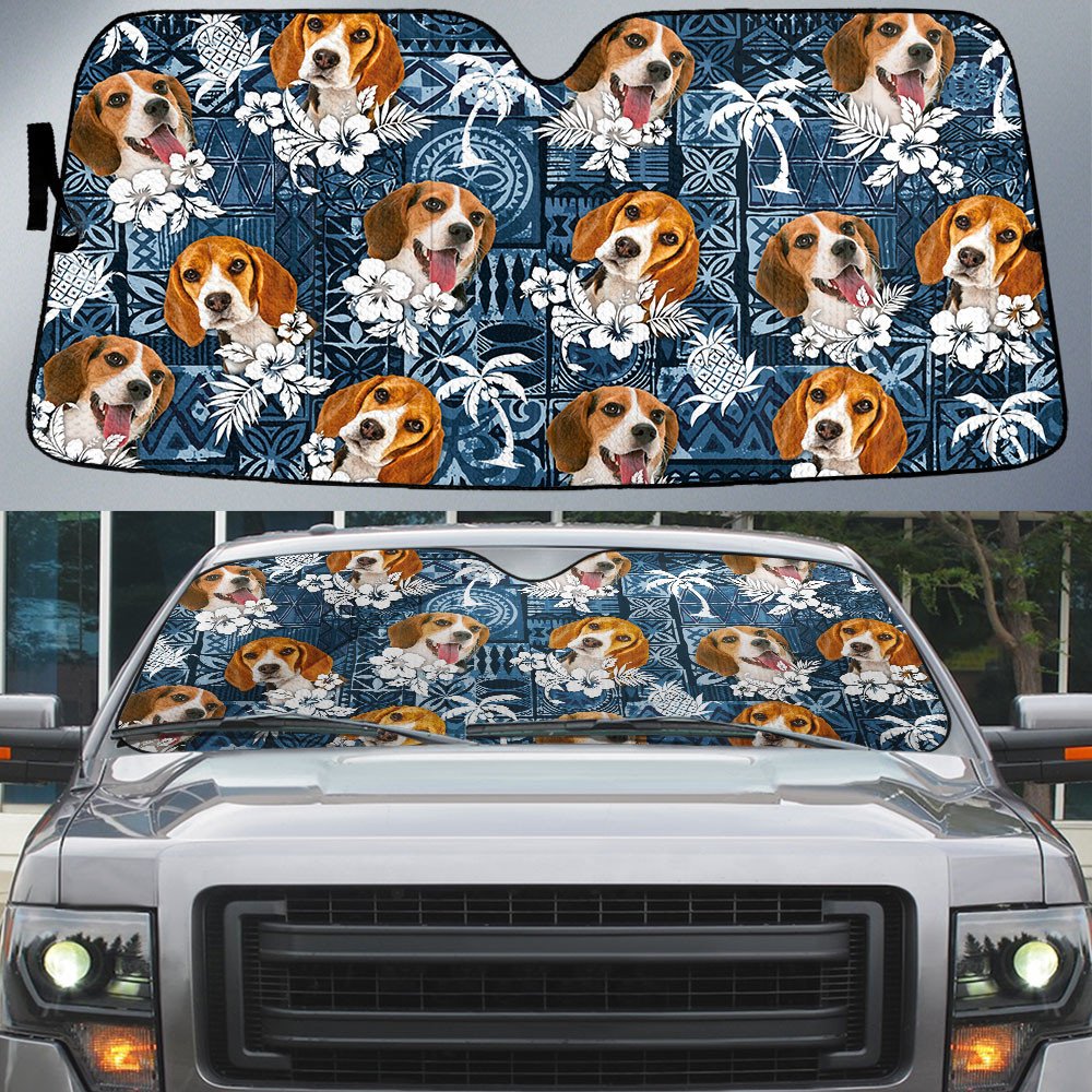 Beagle-Tropical Pattern Coconut Pineapple  Car Sun Shade Cover Auto Windshield