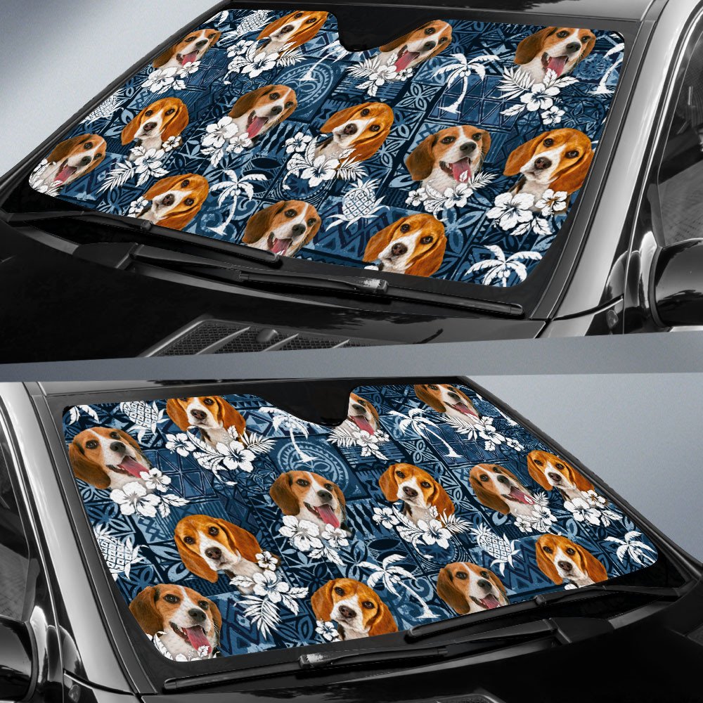 Beagle-Tropical Pattern Coconut Pineapple  Car Sun Shade Cover Auto Windshield