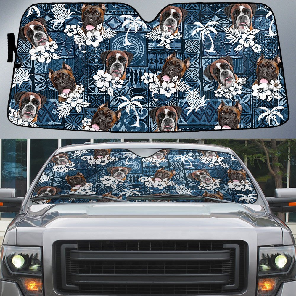 Boxer-Tropical Pattern Coconut Pineapple  Car Sun Shade Cover Auto Windshield