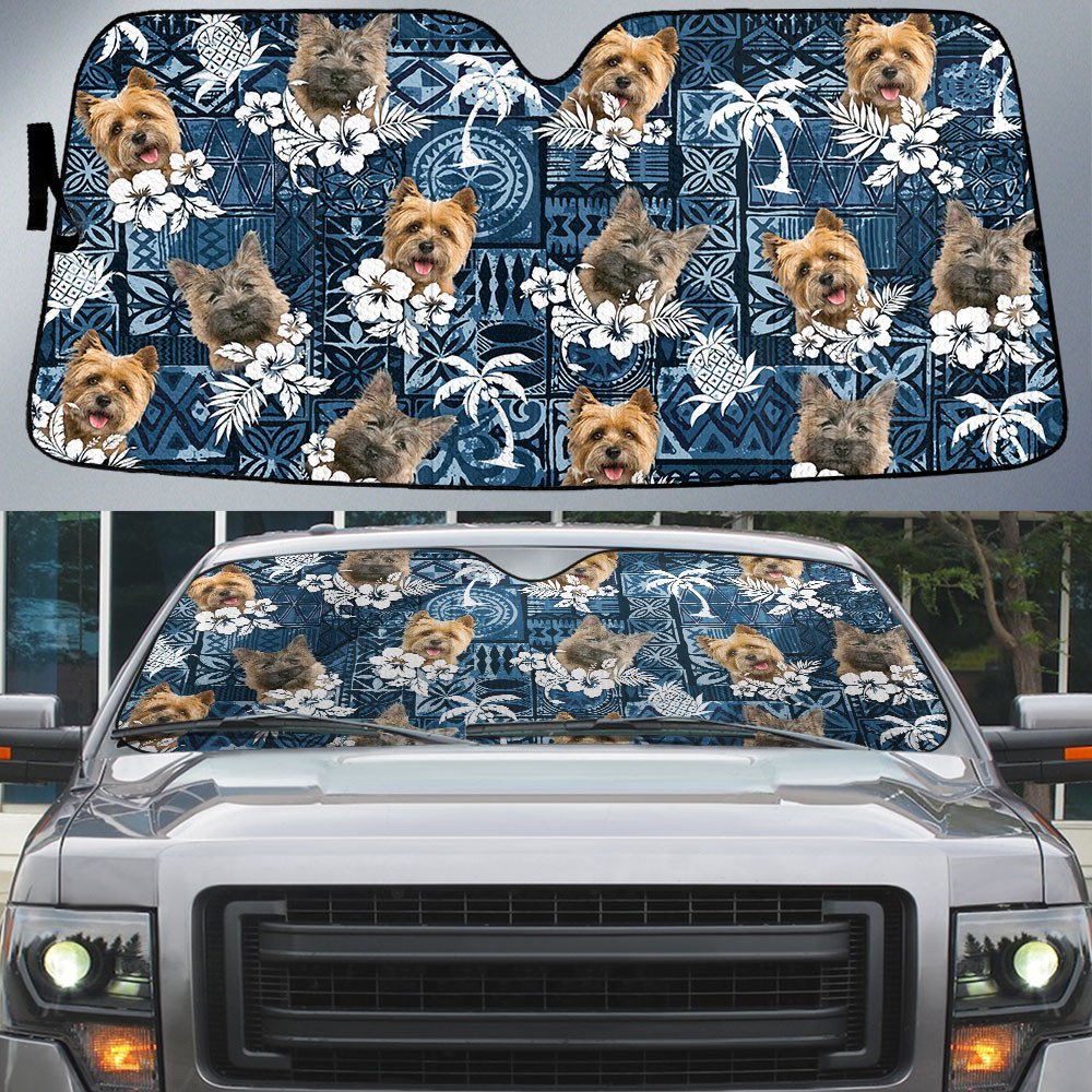 Cairn Terrier-Tropical Pattern Coconut Pineapple  Car Sun Shade Cover Auto Windshield