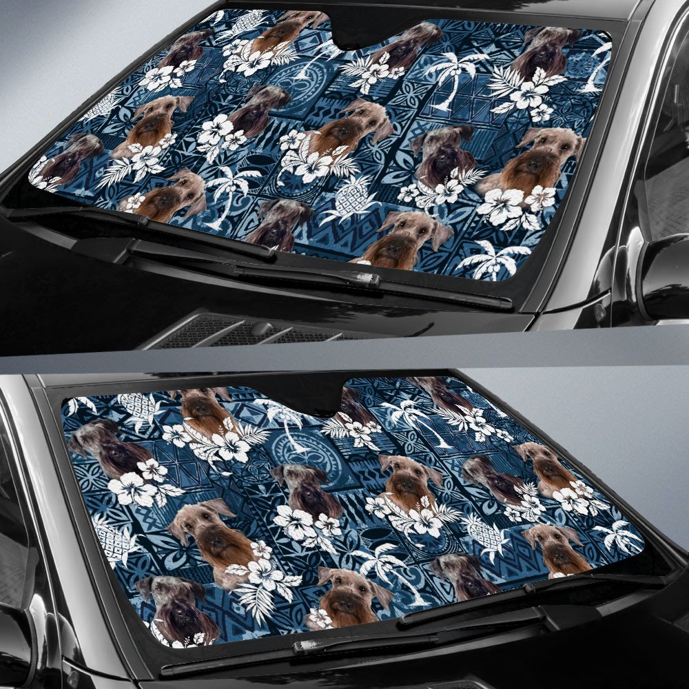 Cesky Terrier-Tropical Pattern Coconut Pineapple  Car Sun Shade Cover Auto Windshield