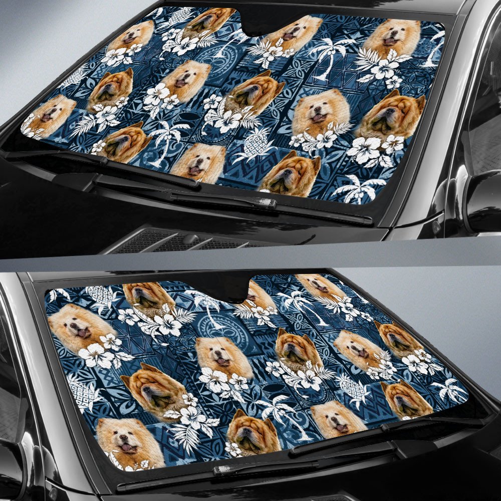 Chow Chow-Tropical Pattern Coconut Pineapple  Car Sun Shade Cover Auto Windshield