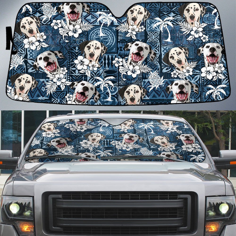 Dalmatian-Tropical Pattern Coconut Pineapple  Car Sun Shade Cover Auto Windshield