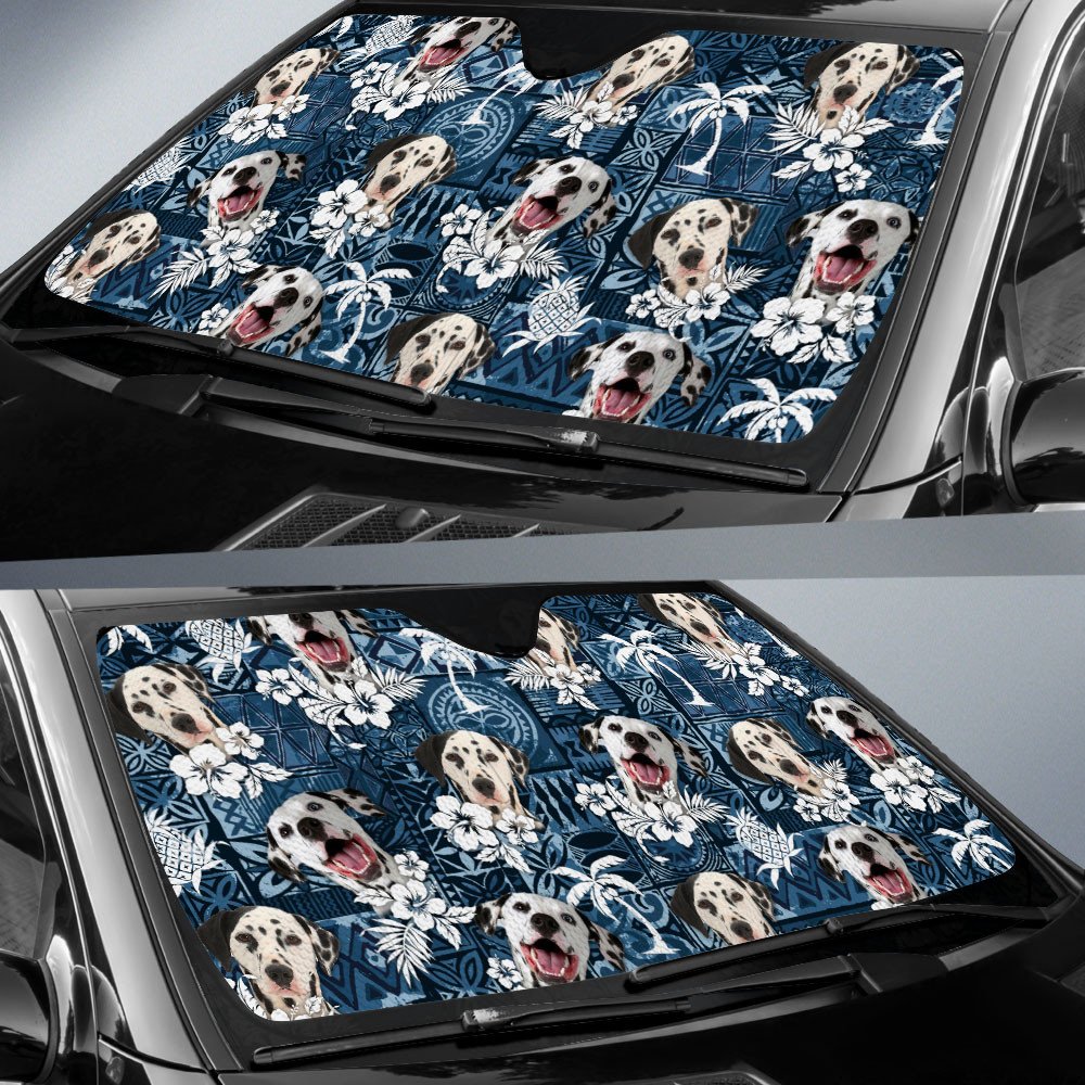 Dalmatian-Tropical Pattern Coconut Pineapple  Car Sun Shade Cover Auto Windshield