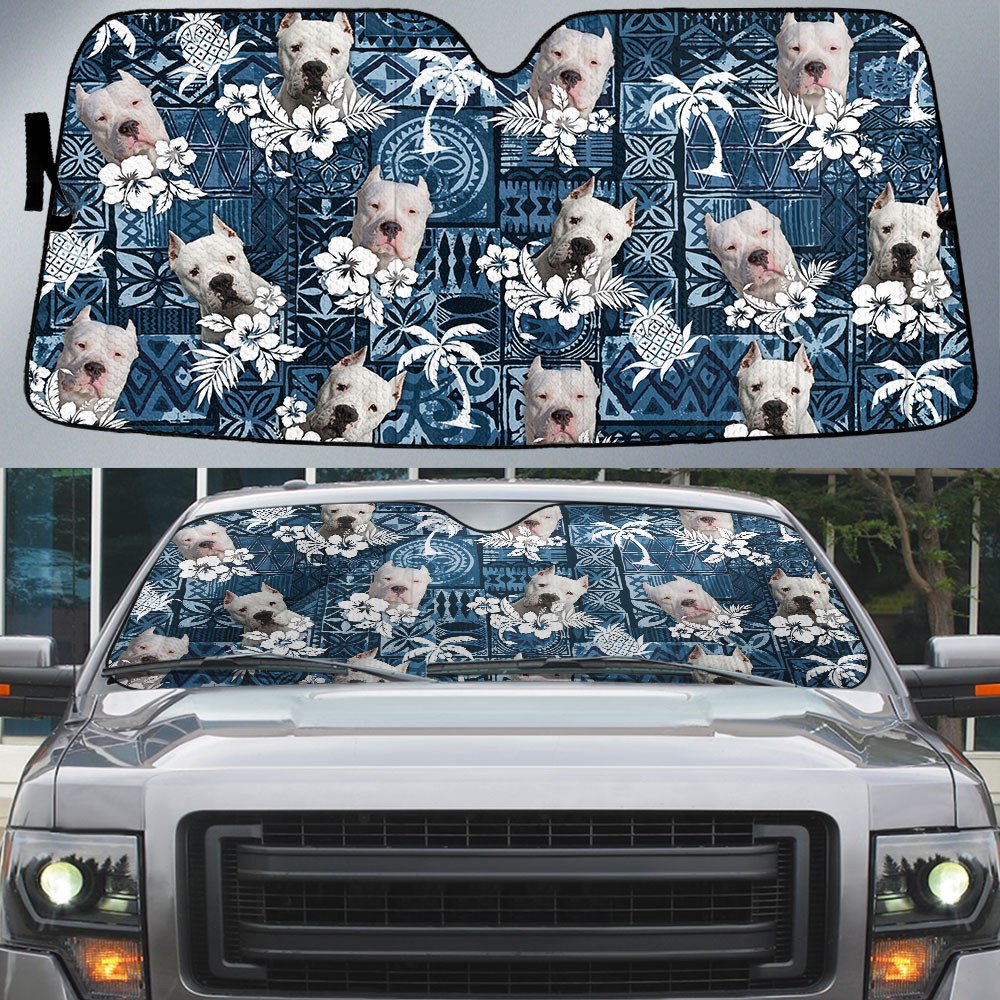 Dogo Argentino-Tropical Pattern Coconut Pineapple  Car Sun Shade Cover Auto Windshield