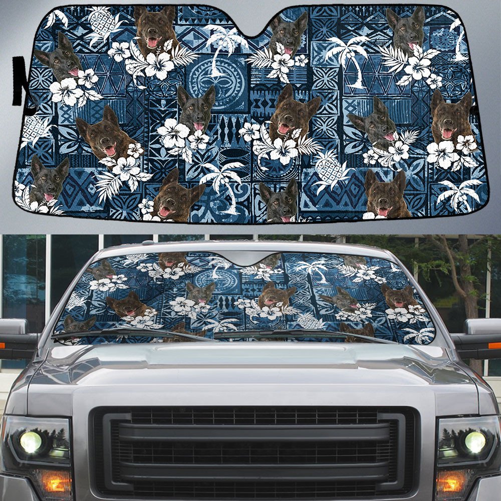 Dutch Shepherd-Tropical Pattern Coconut Pineapple  Car Sun Shade Cover Auto Windshield