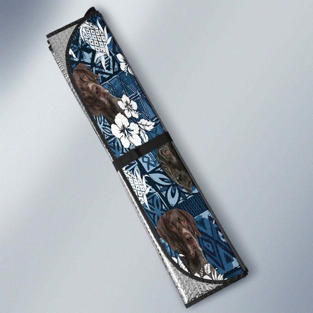 German Shorthaired Pointer-Tropical Pattern Coconut Pineapple  Car Sun Shade Cover Auto Windshield
