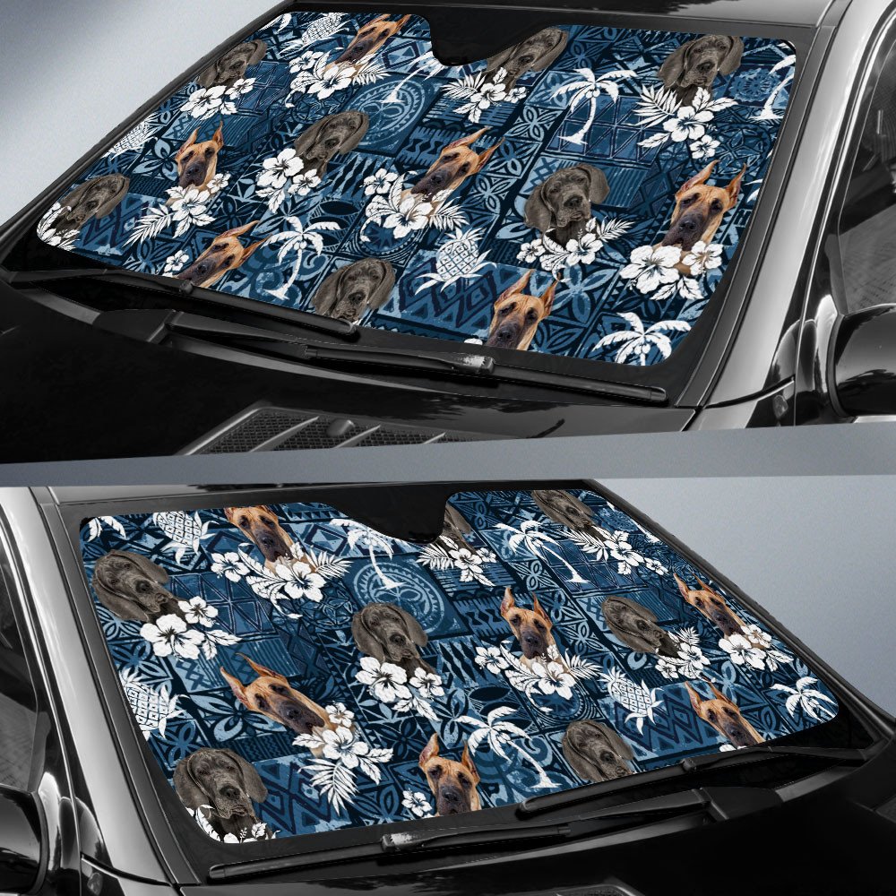 Great Dane-Tropical Pattern Coconut Pineapple  Car Sun Shade Cover Auto Windshield