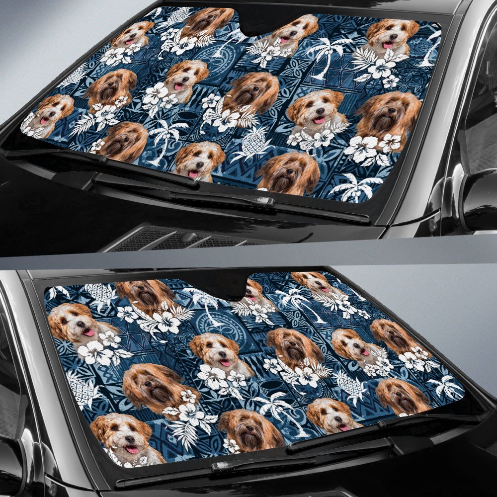 Havanese-Tropical Pattern Coconut Pineapple  Car Sun Shade Cover Auto Windshield