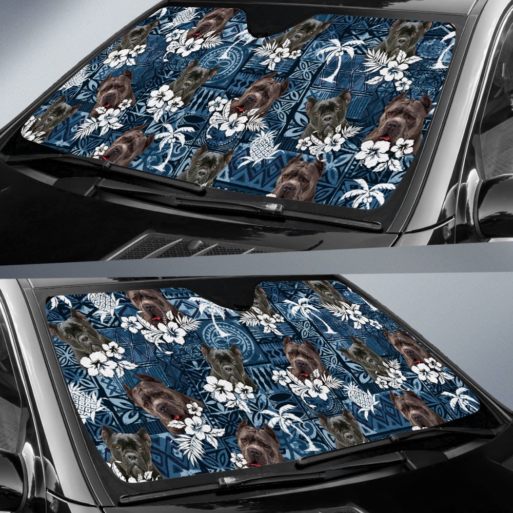 Cane Corso-Tropical Pattern Coconut Pineapple  Car Sun Shade Cover Auto Windshield