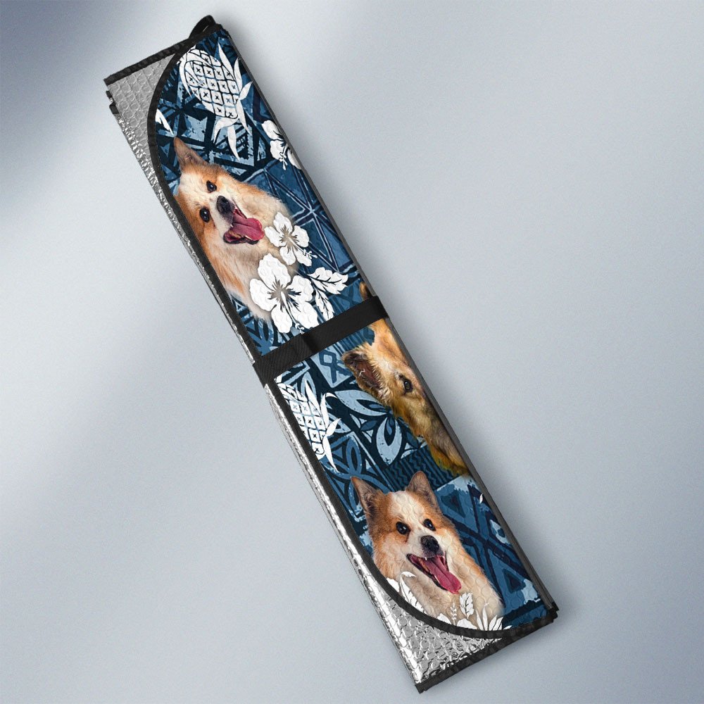Icelandic Sheepdog-Tropical Pattern Coconut Pineapple  Car Sun Shade Cover Auto Windshield