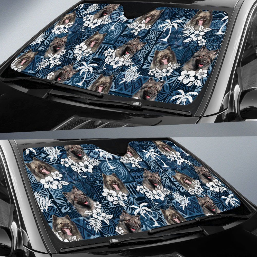 Keeshound-Tropical Pattern Coconut Pineapple  Car Sun Shade Cover Auto Windshield