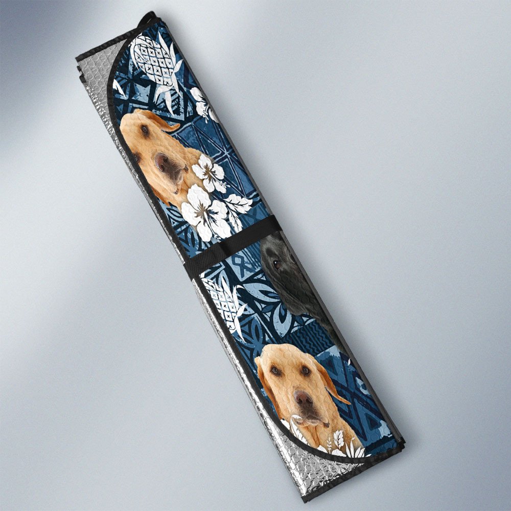 Labrador Retriever-Tropical Pattern Coconut Pineapple  Car Sun Shade Cover Auto Windshield