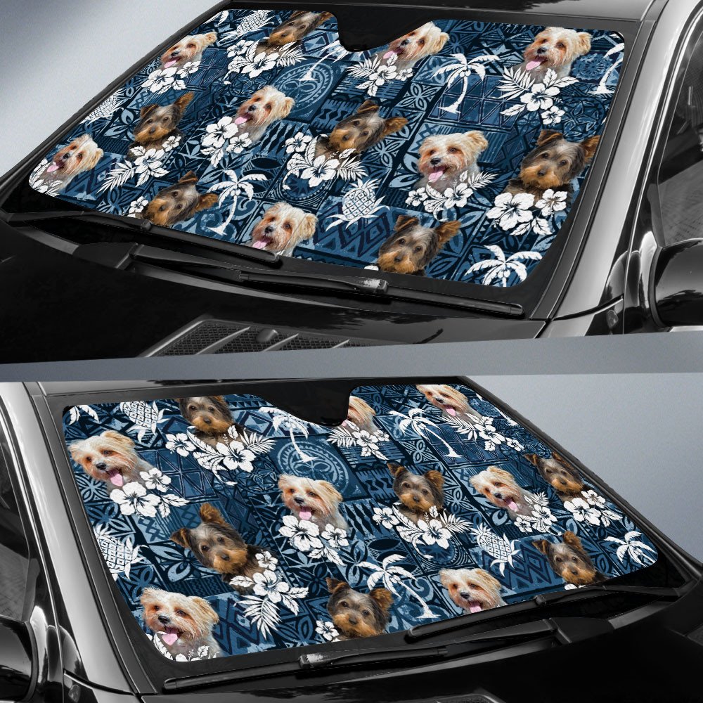 Morkie-Tropical Pattern Coconut Pineapple  Car Sun Shade Cover Auto Windshield