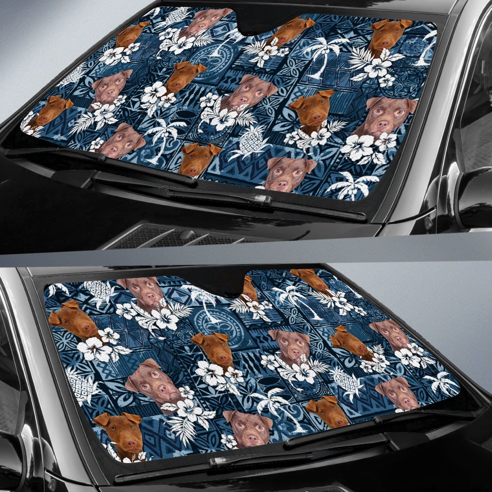 Patterdale Terrier-Tropical Pattern Coconut Pineapple  Car Sun Shade Cover Auto Windshield