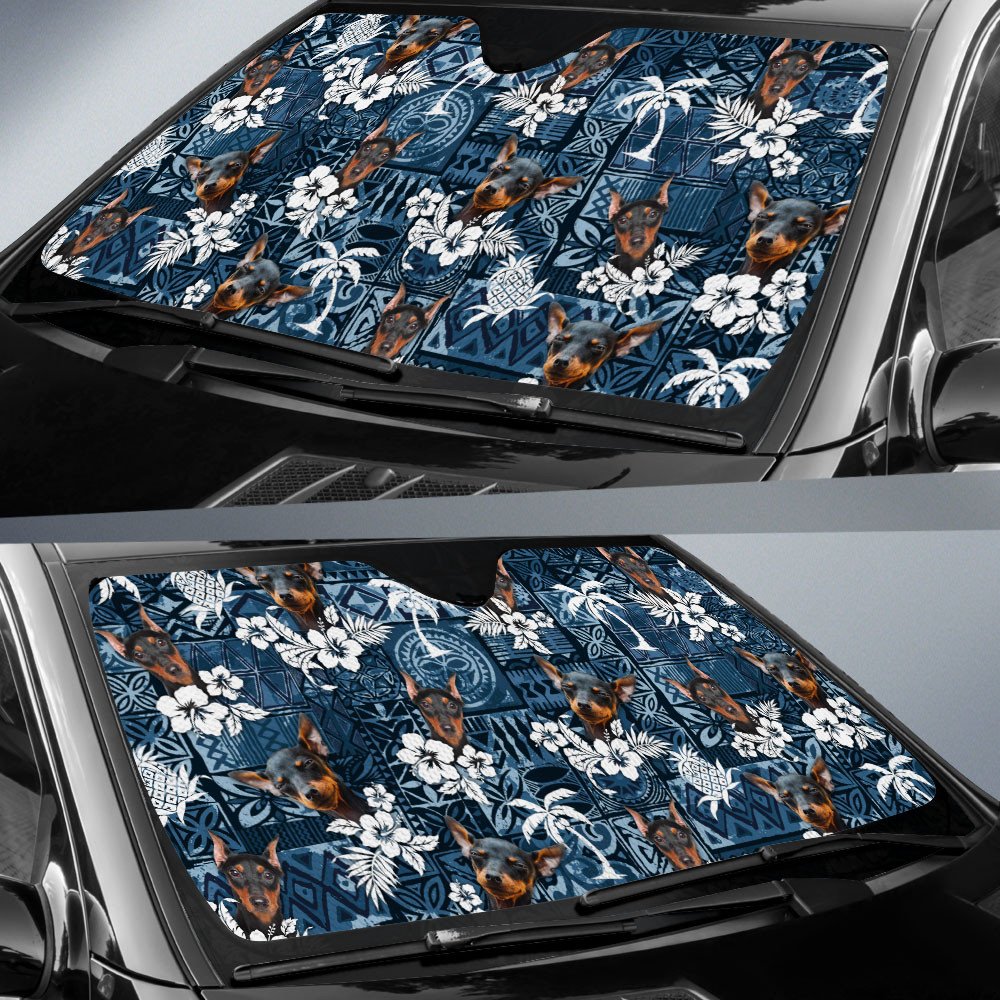 Pinscher-Tropical Pattern Coconut Pineapple  Car Sun Shade Cover Auto Windshield