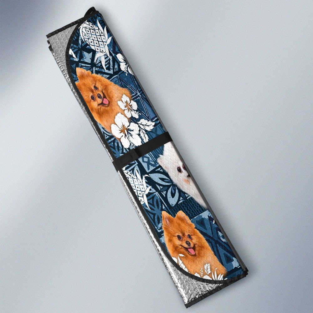 Pomeranian-Tropical Pattern Coconut Pineapple  Car Sun Shade Cover Auto Windshield