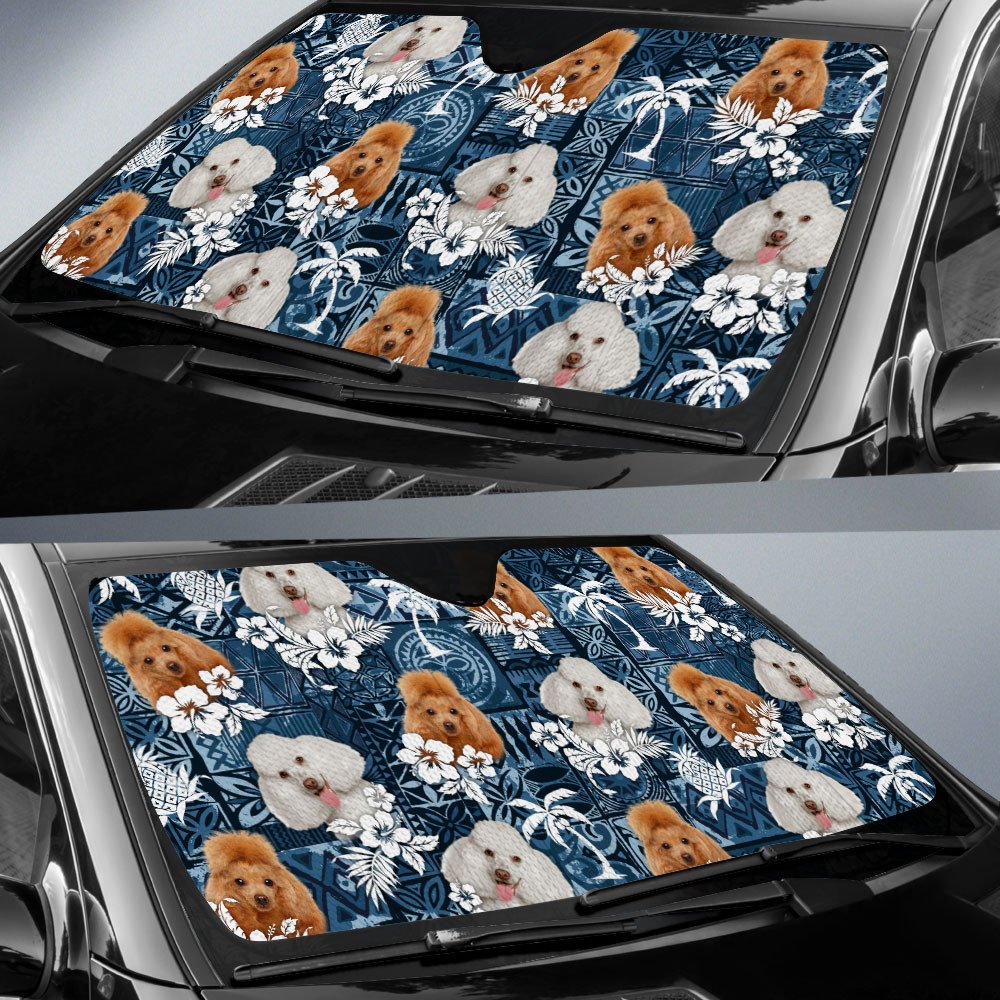 Poodle-Tropical Pattern Coconut Pineapple  Car Sun Shade Cover Auto Windshield