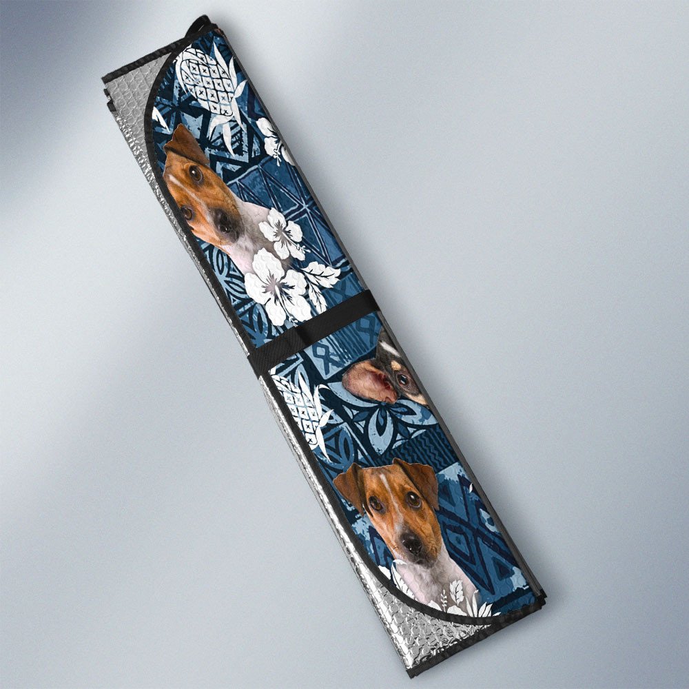 Rat Terrier-Tropical Pattern Coconut Pineapple  Car Sun Shade Cover Auto Windshield