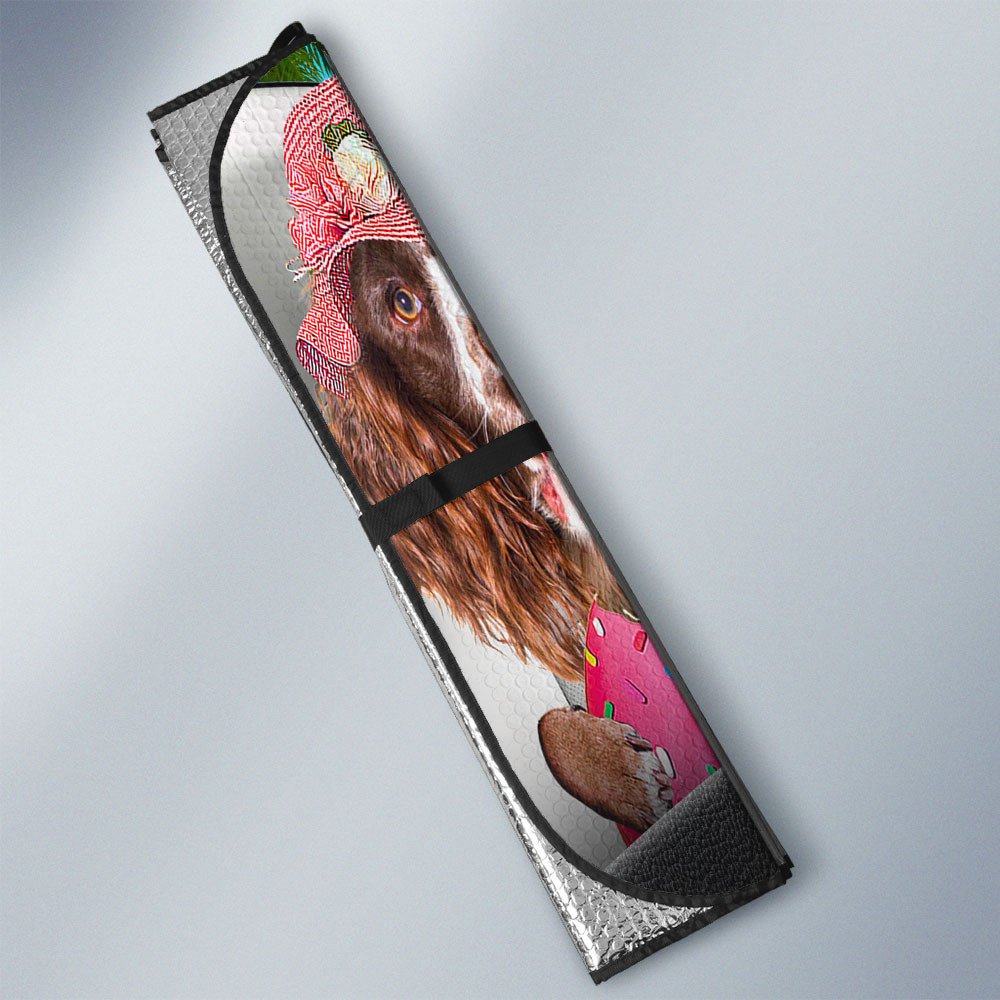 English Springer Spaniel-Dog Summer Vacation Couple Car Sun Shade Cover Auto Windshield