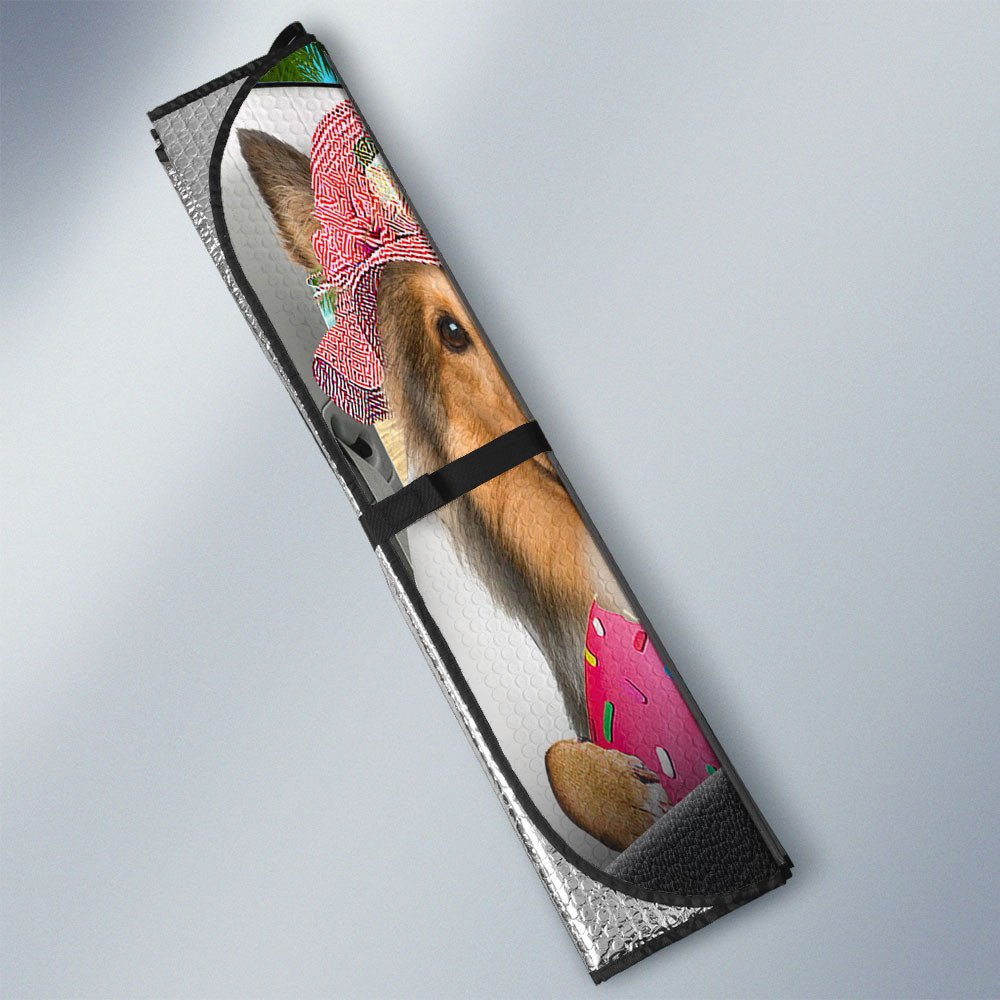 Shetland Sheepdog-Dog Summer Vacation Couple Car Sun Shade Cover Auto Windshield