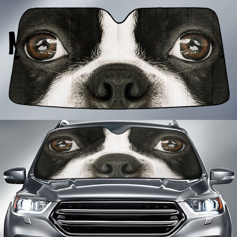 Boston Terrier's Eyes-2-Beautiful Dog Eyes Car Sun Shade Cover Auto Windshield