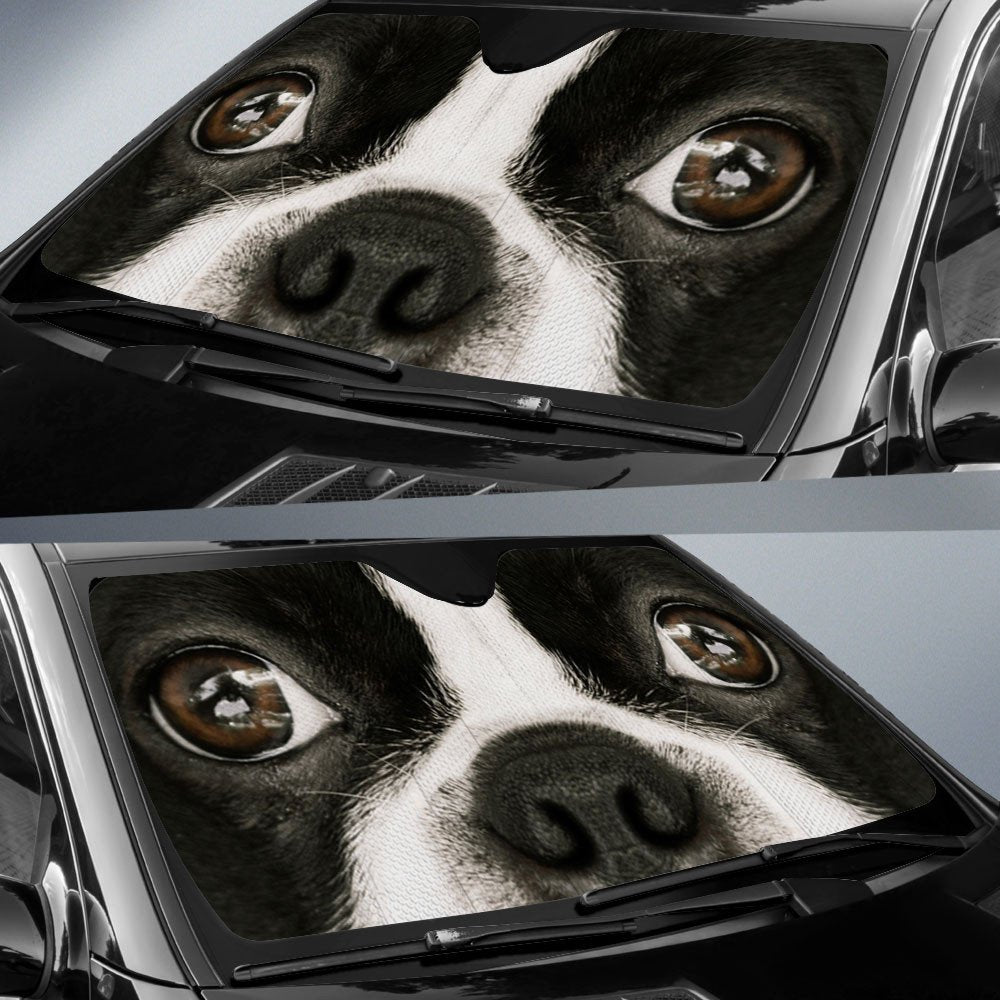 Boston Terrier's Eyes-2-Beautiful Dog Eyes Car Sun Shade Cover Auto Windshield