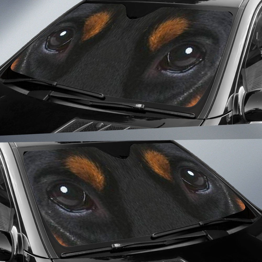 Doberman Pinscher's Eyes-2-Beautiful Dog Eyes Car Sun Shade Cover Auto Windshield