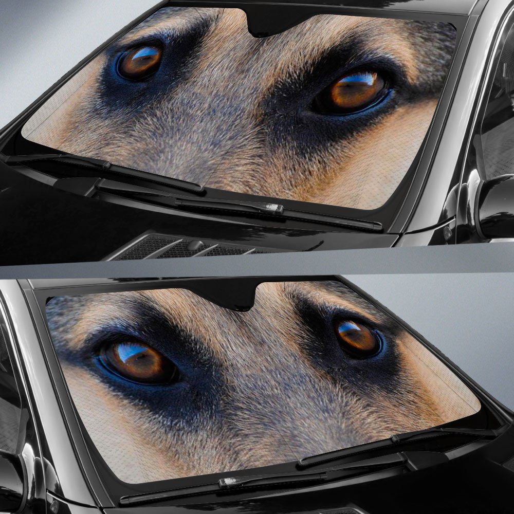 German Shepherd's Eyes-2-Beautiful Dog Eyes Car Sun Shade Cover Auto Windshield