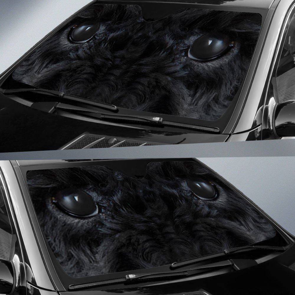 Black Poodle's Eyes-2-Beautiful Dog Eyes Car Sun Shade Cover Auto Windshield