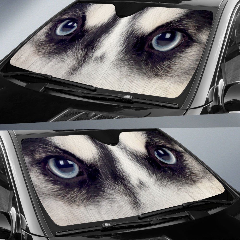 Siberian Husky's Eyes-2-Beautiful Dog Eyes Car Sun Shade Cover Auto Windshield