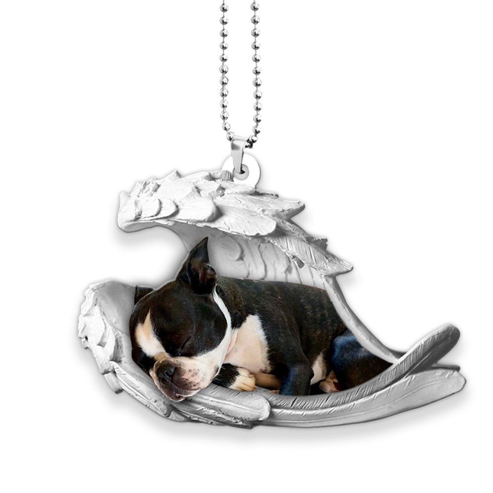 Boston Terrier-2022 Sleeping Angel-Two Sided Ornament