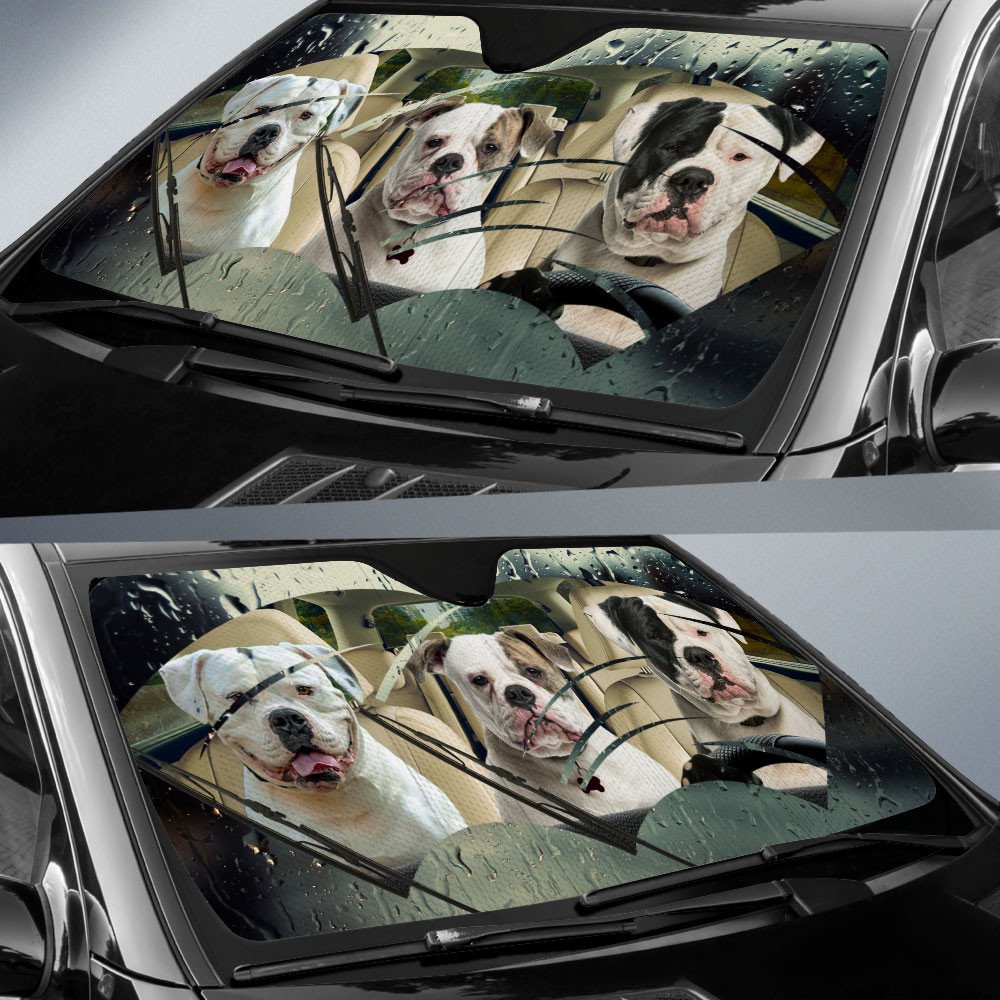 American Bulldog-Rainy Driving Car Sun Shade Cover Auto Windshield