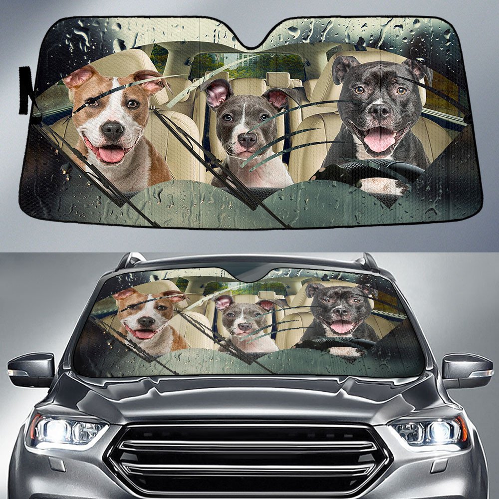 American Staffordshire Terrier-Rainy Driving Car Sun Shade Cover Auto Windshield