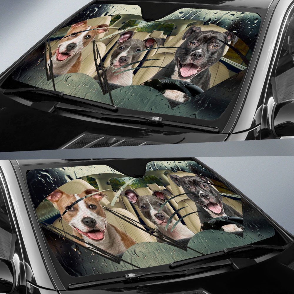 American Staffordshire Terrier-Rainy Driving Car Sun Shade Cover Auto Windshield